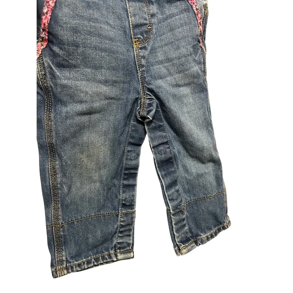 OshKosh B'gosh Denim Overalls Toddler‎ Baby Girls 18M Blue Floral Accents